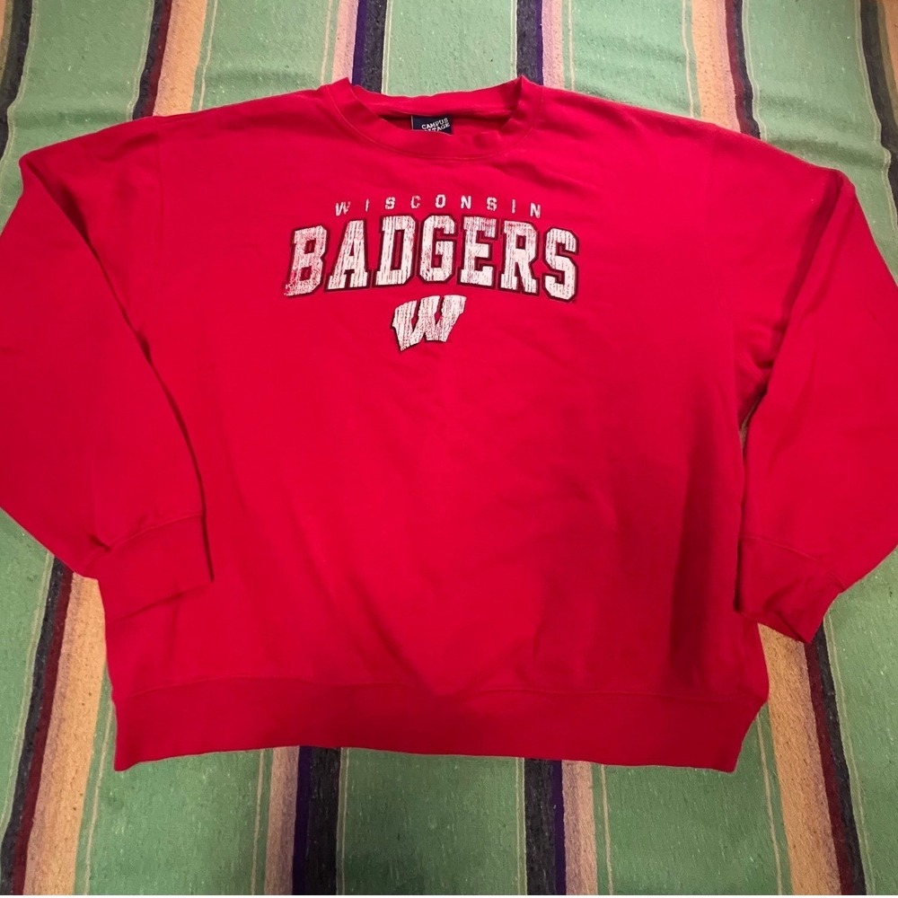 Campus Heritage Wisconsin Badgers Sweatshirt Mens XXL Red Graphic Crewneck NCAA
